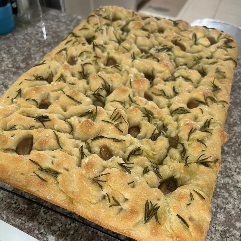 Confit garlic focaccia